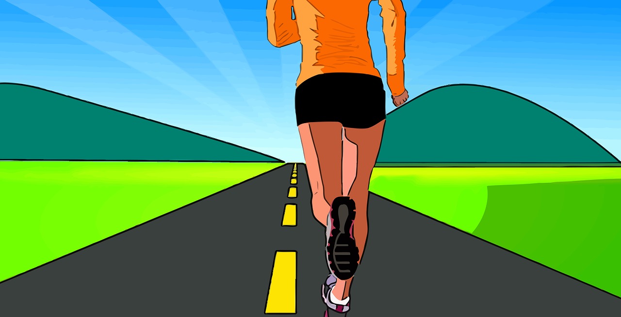 woman, road, running