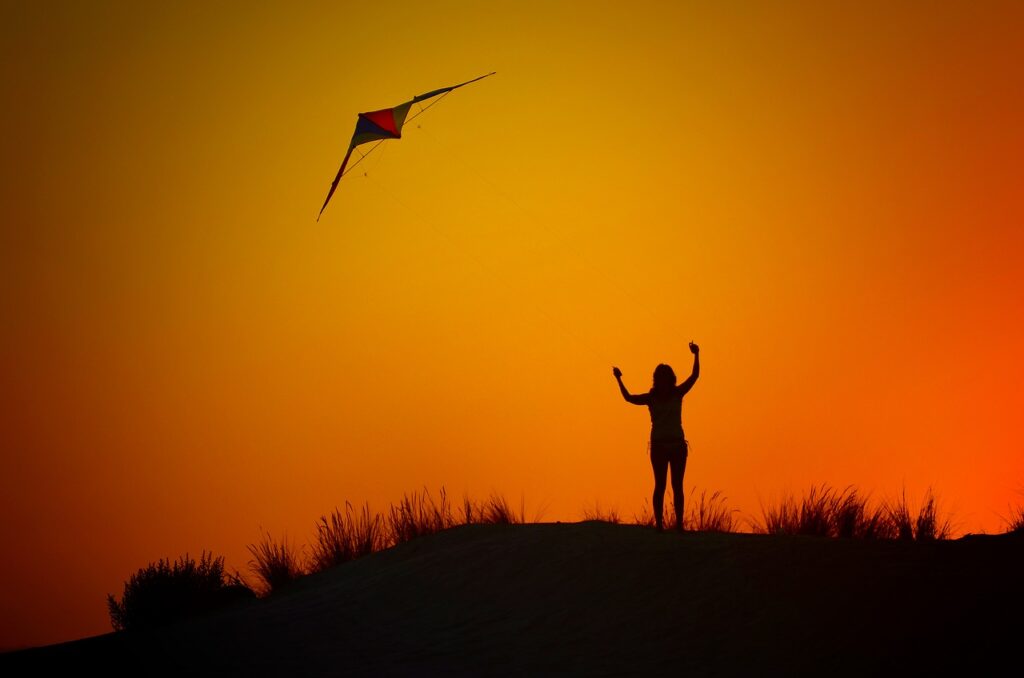 backlighting, silhouette, kite